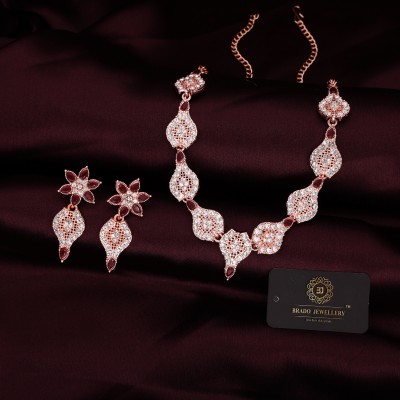 Divastri Brass Gold-plated Rose Gold, White, Maroon Jewellery Set(Pack of 1)