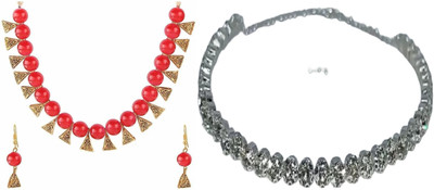 JMBW INTERNATIONAL Alloy Red, Gold, Silver Jewellery Set(Pack of 2)