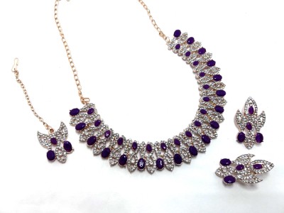 triveni creations Alloy Gold-plated Purple Jewellery Set(Pack of 1)