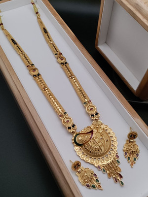 OmKrishiv Brass Gold-plated Gold Jewellery Set(Pack of 1)