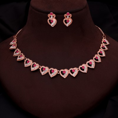 brado jewellery Brass Gold-plated Rose Gold, Pink Jewellery Set(Pack of 1)