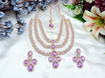 VATSALYA creation Alloy Gold-plated Purple Jewellery Set(Pack of 1)
