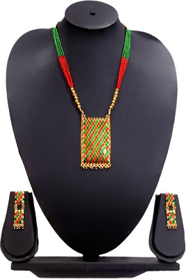 shree balaji gold Alloy Gold-plated Green, Red, Gold Jewellery Set(Pack of 1)