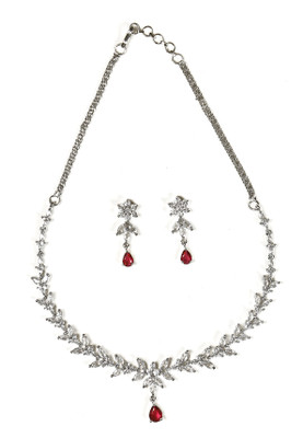 RANIT CREATION Brass Rhodium Red Jewellery Set(Pack of 1)