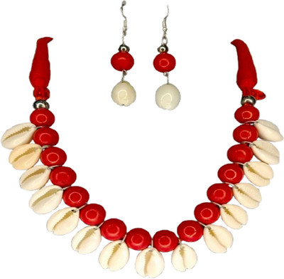 Loknath Shell Red Jewellery Set(Pack of 1)