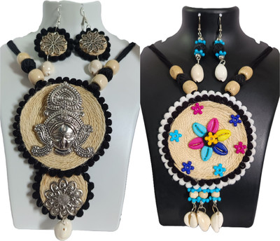 Loknath Handcraft Fabric Multicolor Jewellery Set(Pack of 2)