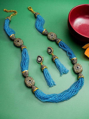 AADITA Brass, Copper Gold-plated Blue Jewellery Set(Pack of 1)
