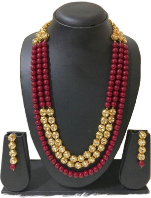 CATALYST Brass Gold-plated Maroon, White, Gold Jewellery Set(Pack of 1)
