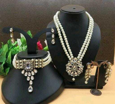 Ronak Fashion Alloy Gold-plated White Jewellery Set(Pack of 1)