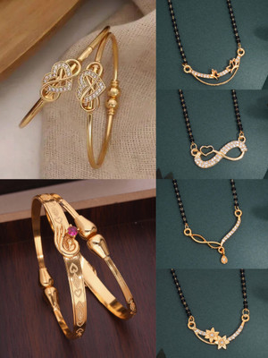 Alasca Brass Gold-plated Beige, Silver Jewellery Set(Pack of 6)