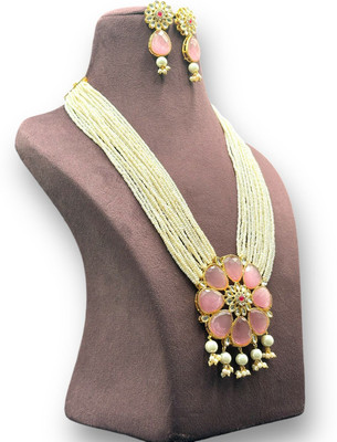 nitya fashion Alloy Gold-plated Pink Jewellery Set(Pack of 1)