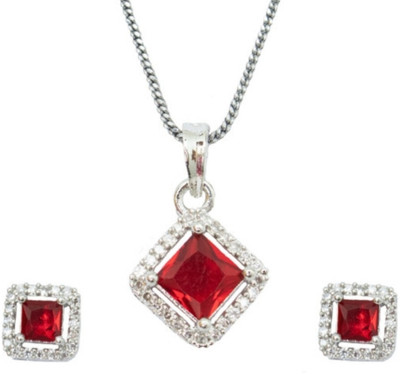MAATRCHAAYA Alloy Sterling Silver Red Jewellery Set(Pack of 2)
