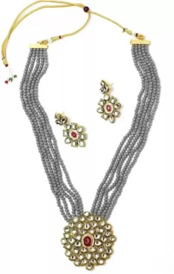 J J Alloy Gold-plated Grey Jewellery Set(Pack of 1)