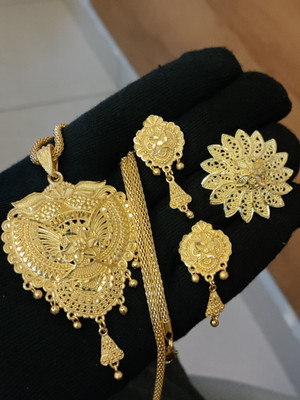 OmKrishiv Brass Gold-plated Gold Jewellery Set(Pack of 3)