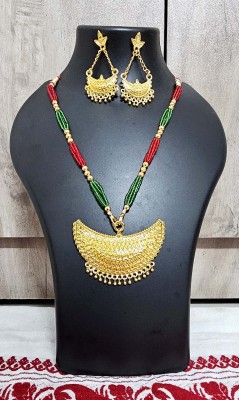 shree balaji gold Metal, Copper, Dori Gold-plated Red, Green Jewellery Set(Pack of 1)