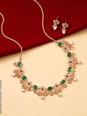 Vedda Brass Gold-plated Gold, Green Jewellery Set(Pack of 1)