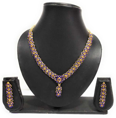 Rhymee Alloy Gold-plated Blue Jewellery Set(Pack of 1)