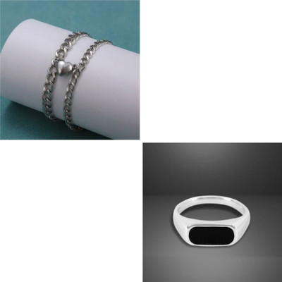 Vipunj Stainless Steel Sterling Silver Silver Jewellery Set(Pack of 2)