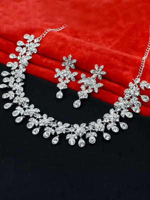 Rukma Alloy Rhodium Silver Jewellery Set(Pack of 1)