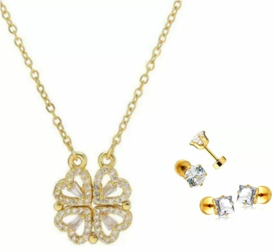 MAATRCHAAYA Brass, Stainless Steel Gold-plated Gold Jewellery Set(Pack of 3)