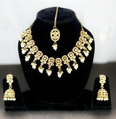 MAHI BRIDAL Brass, Alloy Gold-plated Gold Jewellery Set(Pack of 1)