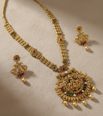 Statement Royale Brass, Alloy Gold-plated Gold, Green, Red Jewellery Set(Pack of 3)