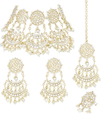 PEORA Alloy Gold-plated White Jewellery Set(Pack of 5)