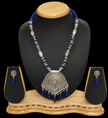 SAMRUAARA Oxidised Silver Blue Jewellery Set(Pack of 1)