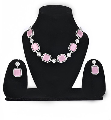 The Johree Alloy Silver, Purple Jewellery Set(Pack of 1)