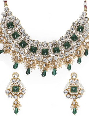 Oomph Alloy Gold-plated Green, Gold Jewellery Set(Pack of 2)