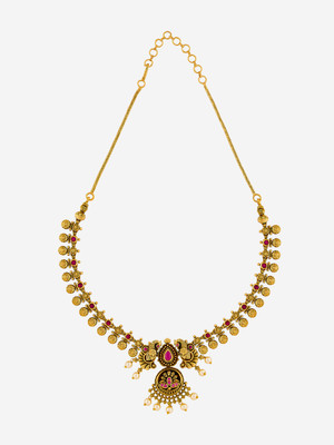 Kushal's Fashion Jewellery Copper Gold-plated Red Jewellery Set(Pack of 3)