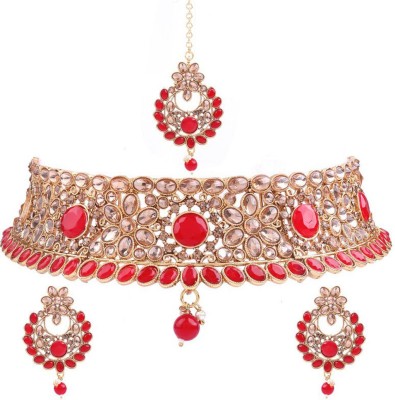 ishwar art Alloy Gold-plated Red Jewellery Set(Pack of 1)