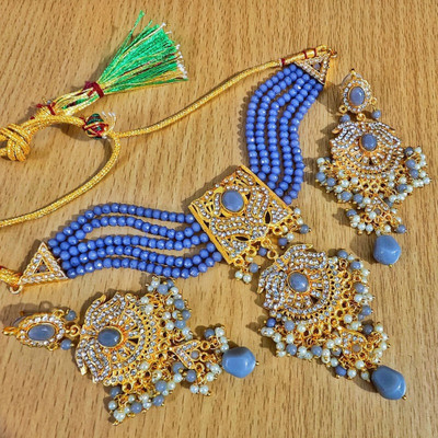 RAJASTHANI GAHANA Alloy Gold-plated Grey Jewellery Set(Pack of 1)