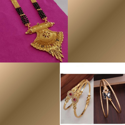 VEDDAA Brass Gold-plated Multicolor, Maroon Jewellery Set(Pack of 3)