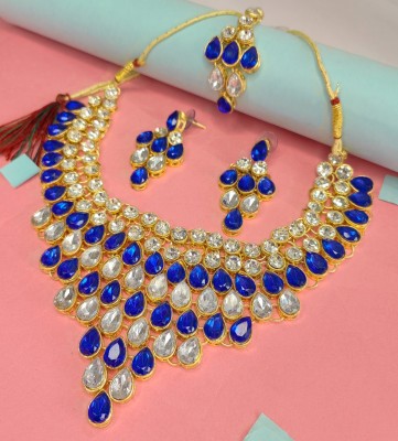 virarfashion Alloy Gold-plated Blue Jewellery Set(Pack of 1)