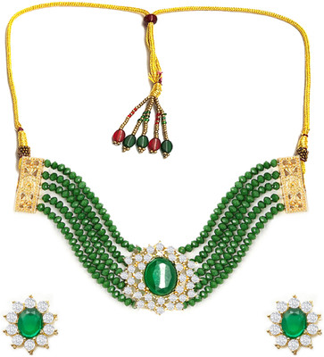 Oomph Alloy Gold-plated Green, Gold Jewellery Set(Pack of 2)