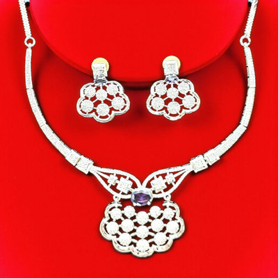 Aroras Bridal & Fashion Jewellery Copper Rhodium Silver Jewellery Set(Pack of 1)