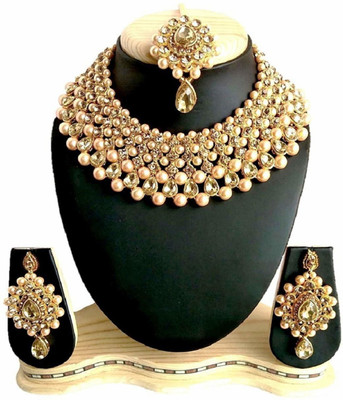 FARID ENTERPRISES Brass Gold-plated Beige, Gold Jewellery Set(Pack of 1)