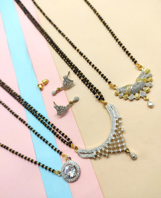 Divyanshi Collection Brass Silver Silver, Black Jewellery Set(Pack of 3)