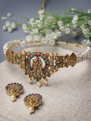 Sukkhi Alloy Gold-plated Red Jewellery Set(Pack of 3)