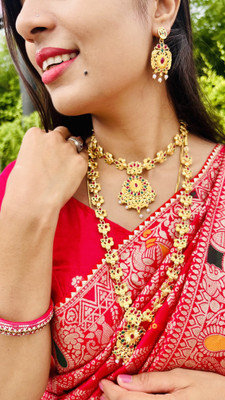 Jassa Alloy Gold-plated Gold Jewellery Set(Pack of 3)