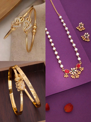 Dressberry Brass Gold-plated Multicolor, Green Jewellery Set(Pack of 3)