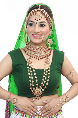 SHIV SHAKTI JEWELLERS Alloy Gold-plated Maroon Jewellery Set(Pack of 1)