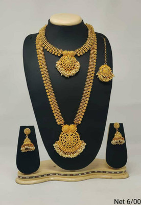 SUNDHA CREATION Copper Gold-plated White Jewellery Set(Pack of 1)