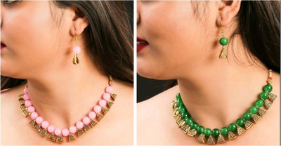 KVDesigns Alloy Gold-plated Multicolor Jewellery Set(Pack of 2)