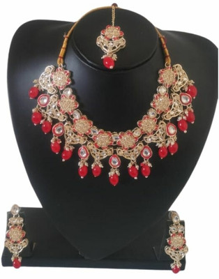 coloursful fashion Alloy Gold-plated Red Jewellery Set(Pack of 1)
