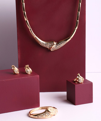 SOHI Alloy Gold-plated Beige Jewellery Set(Pack of 1)