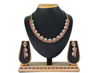 KAHAR CREATION Alloy Gold-plated Pink Jewellery Set(Pack of 1)