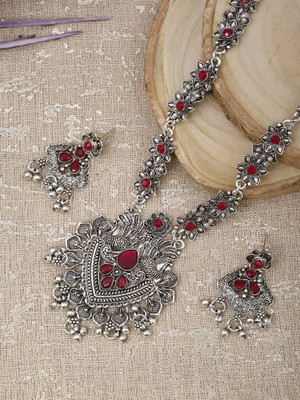 Shri Radhe Fashion House Alloy Maroon Jewellery Set(Pack of 1)