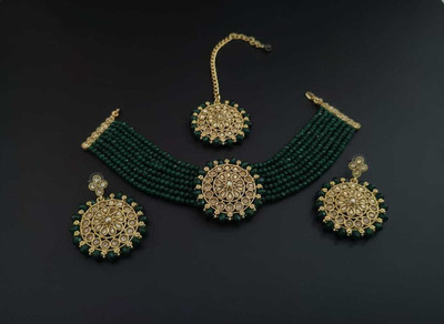LM FASHION Brass Green, Gold Jewellery Set(Pack of 1)